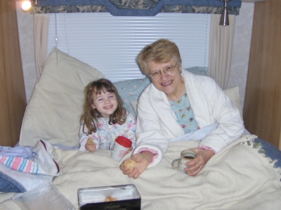 Zoe and Grandma in bed